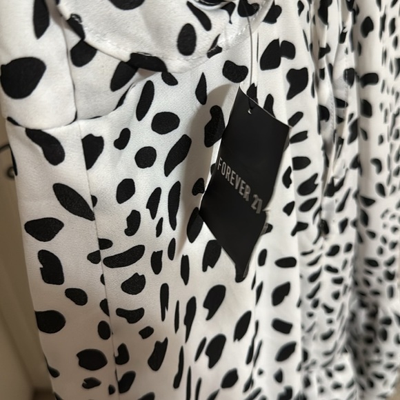 NWT Forever 21 Lined Black and White Polka Dot Ruffle Dress - Picture 7 of 8